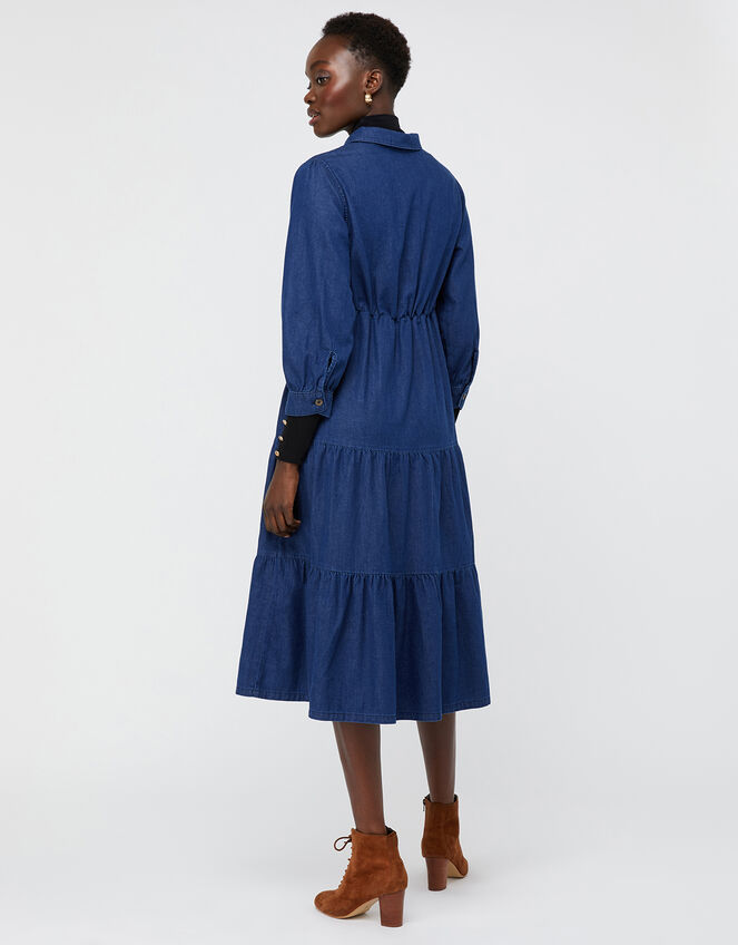 Tina Tiered Denim Dress, Blue (DENIM BLUE), large