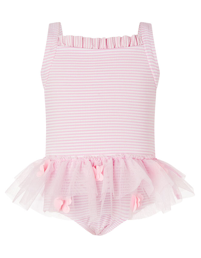 Baby Seersucker Flower Swimsuit , Pink (PINK), large