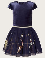 Velvet Disco Sleigh Dress, Blue (NAVY), large