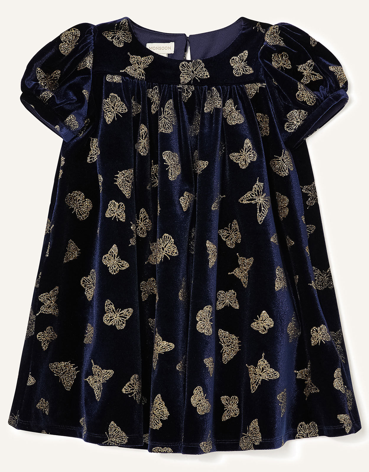 Baby Glitter Butterfly Velvet Dress Blue Baby Girl Dresses