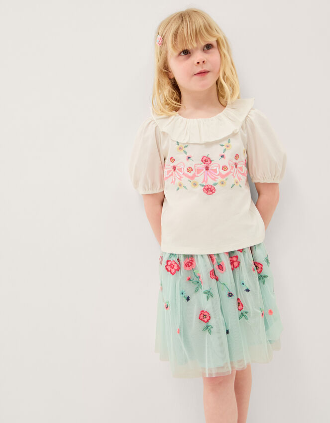 Sequin Bow Top & Floral Skirt Set, Multi (MULTI), large