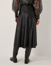 Marnie Faux Leather Midi Skirt, Black (BLACK), large