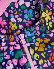 Leopard Print Sporty Zip-Up Bikini Set, Blue (NAVY), large