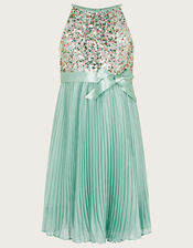 Disco Sequin Truth Pleated Dress, Green (MINT), large