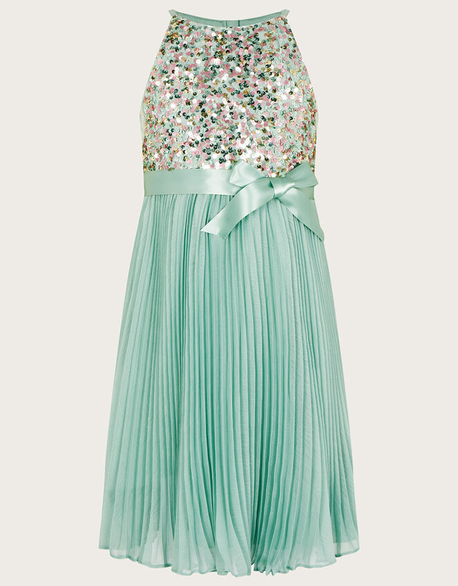 Disco Sequin Truth Pleated Dress, Green (MINT), large
