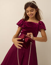 Quinn Velvet Pleated Jumpsuit, Red (BURGUNDY), large