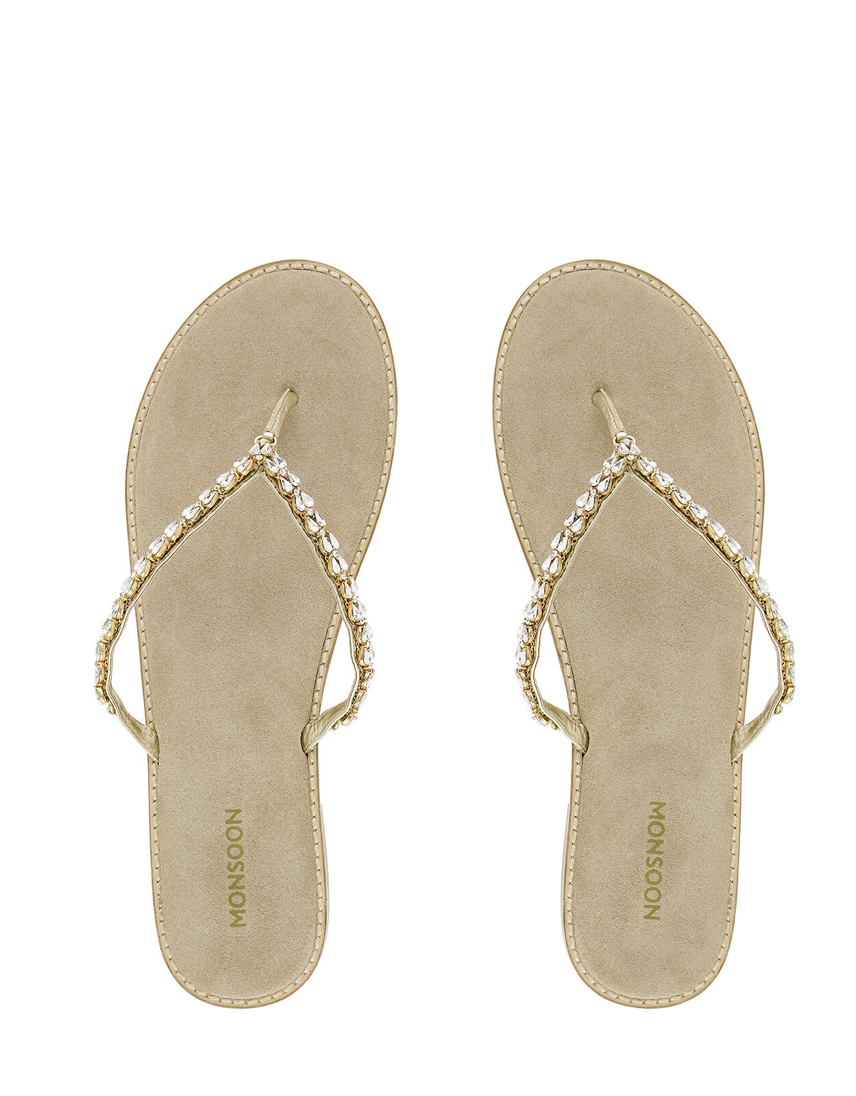 Gold embellished flip flops Clearance