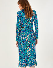 Drape Animal Print Jersey Dress, Blue (BLUE), large