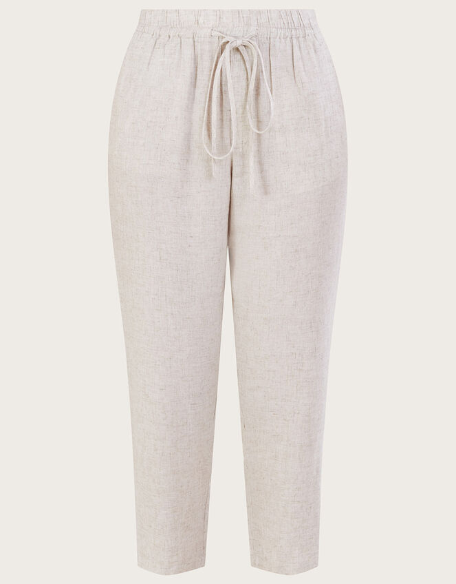 Plain Crop Trousers with LENZING™ ECOVERO™ , Natural (NATURAL), large