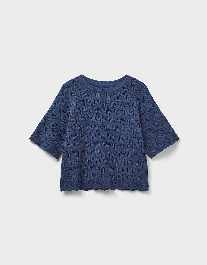 East Flora Pointelle Knit Tee, Blue (NAVY), large
