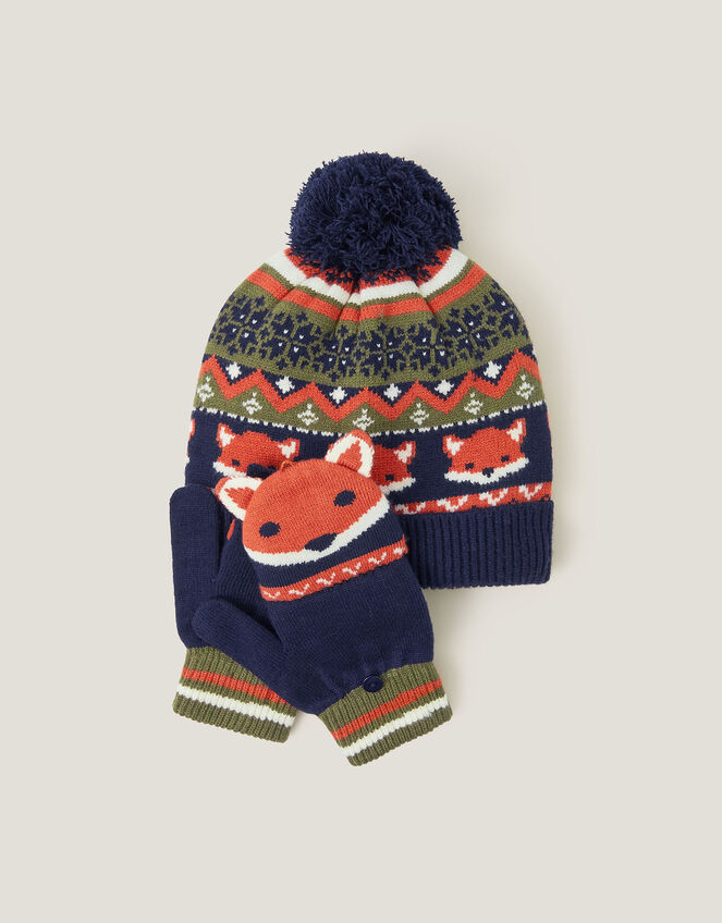 Fox Bobble Hat & Gloves Set, Multi (MULTI), large