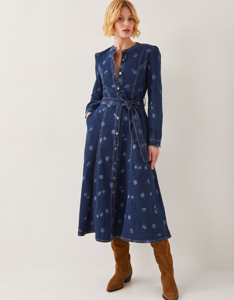 Lulu Daisy Denim Midi Dress, Blue (DENIM BLUE), large