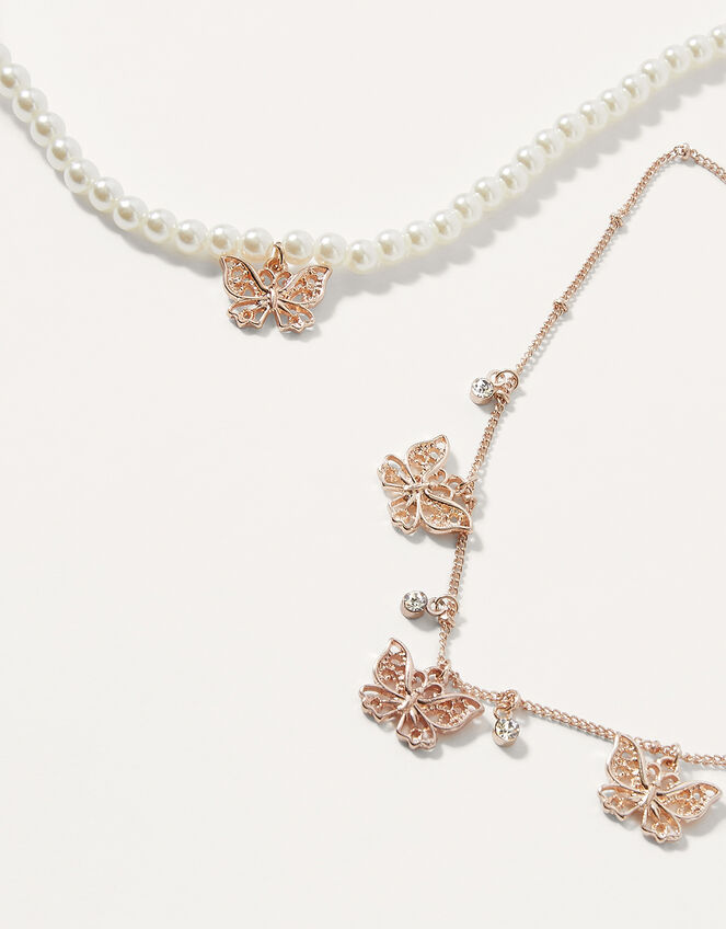 Butterfly Pearl Necklace Set, , large