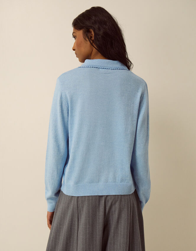 Carey Cable Knit Cardigan, Blue (PALE BLUE), large