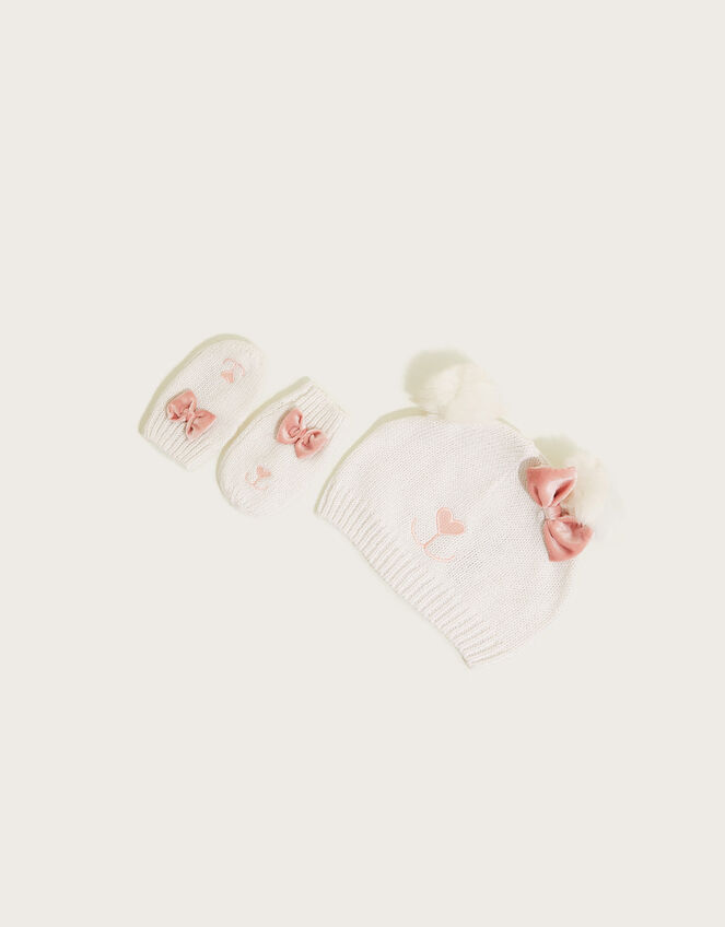 Baby Duchess Bear Hat and Mitten Set, Ivory (IVORY), large