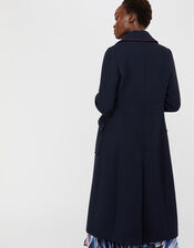 Anna Maxi Military Coat in Wool Blend, Blue (NAVY), large