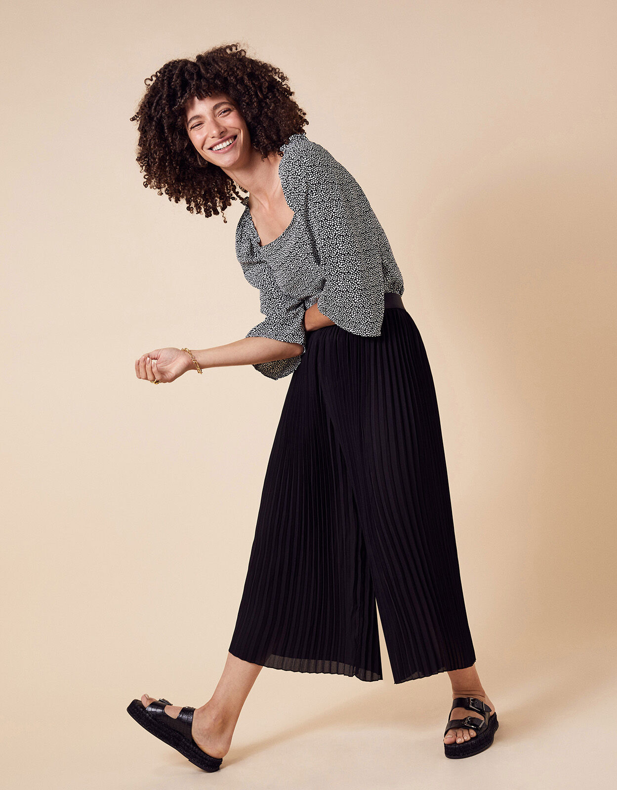 Pleated Culotte Trousers Black Trousers Leggings Monsoon Global