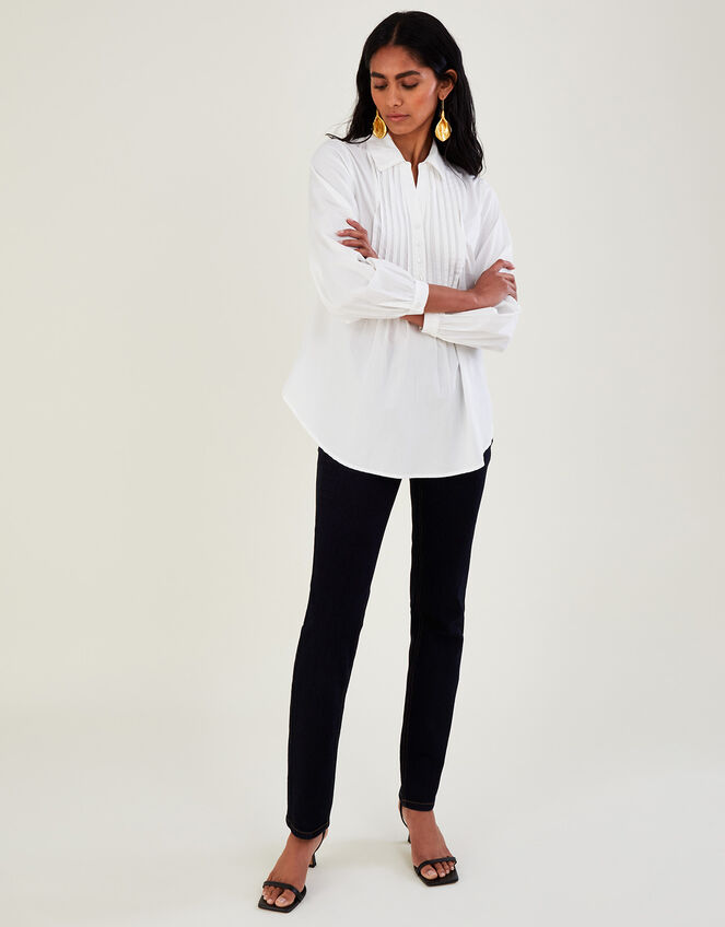 Plain Poplin Shirt in Sustainable Cotton, White (WHITE), large