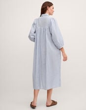 Callie Stripe Midi Shirt Dress, Blue (BLUE), large