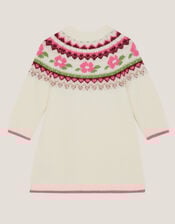 Baby Floral Fair Isle Jumper Dress, Ivory (IVORY), large