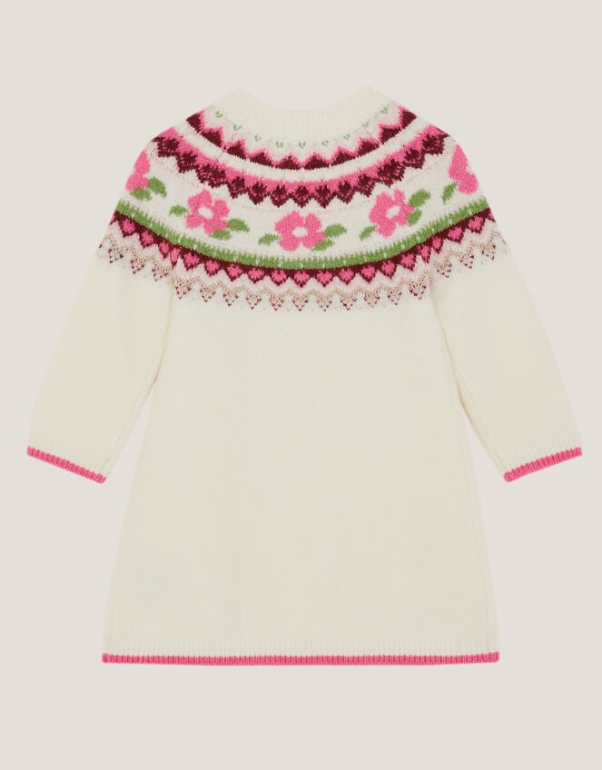 Baby Floral Fair Isle Jumper Dress, Ivory (IVORY), large