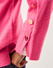 Breda Funnel Neck Button Jumper, Pink (PINK), large