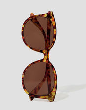 Preppy Tort Round Sunglasses, , large