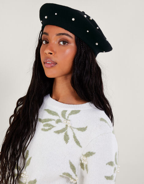 Pearl Wool Beret, , large