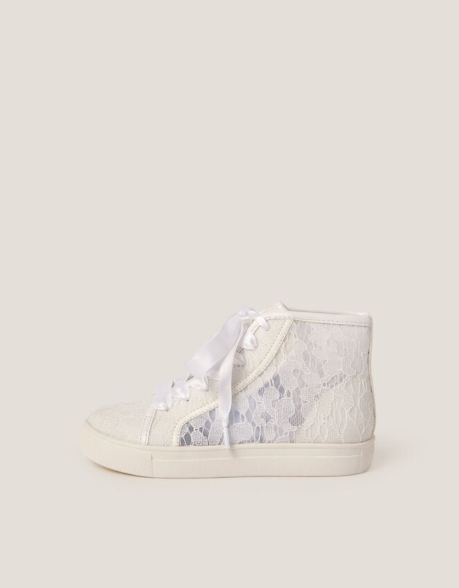 Lace High-Top Trainers, Ivory (IVORY), large