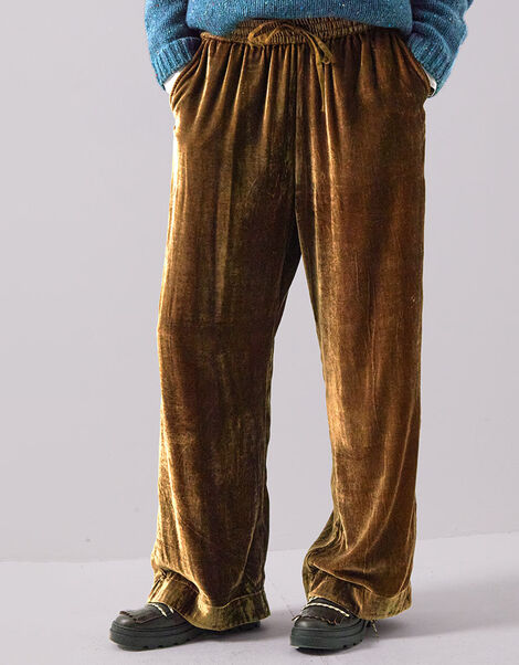 East Rumi Velvet Straight Leg Trousers, Green (GREEN), large