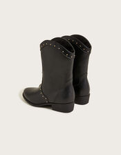 Studded Cowgirl Boots, Black (BLACK), large