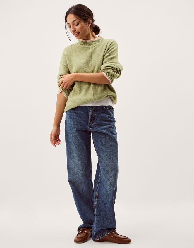 Tori Oversized Tipped Jumper, Green (PALE GREEN), large