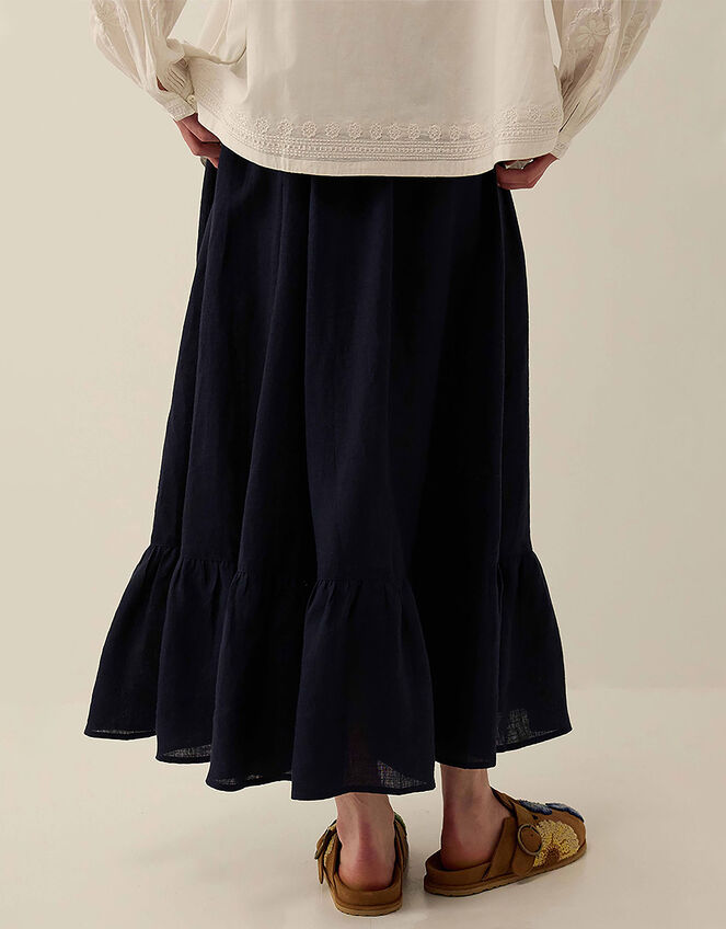 East Liza Midi Linen Skirt, Blue (NAVY), large