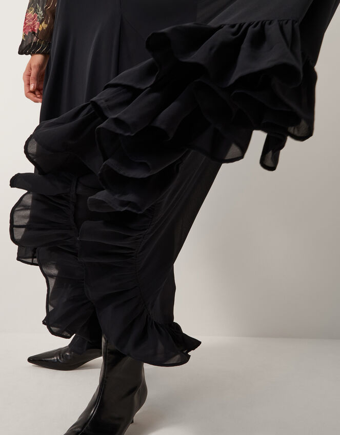 Elsie Frill Maxi Skirt, Black (BLACK), large