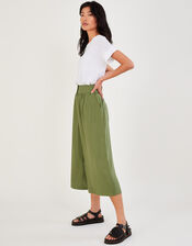 Plain Crop Trousers, Green (KHAKI), large