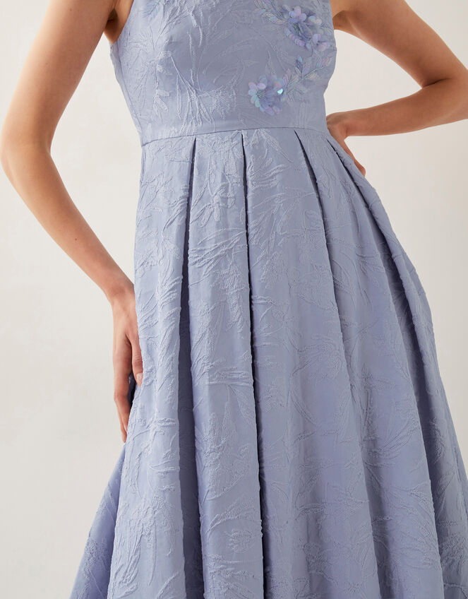 Fallon Hand-Beaded Jacquard Midi Dress, Blue (PALE BLUE), large