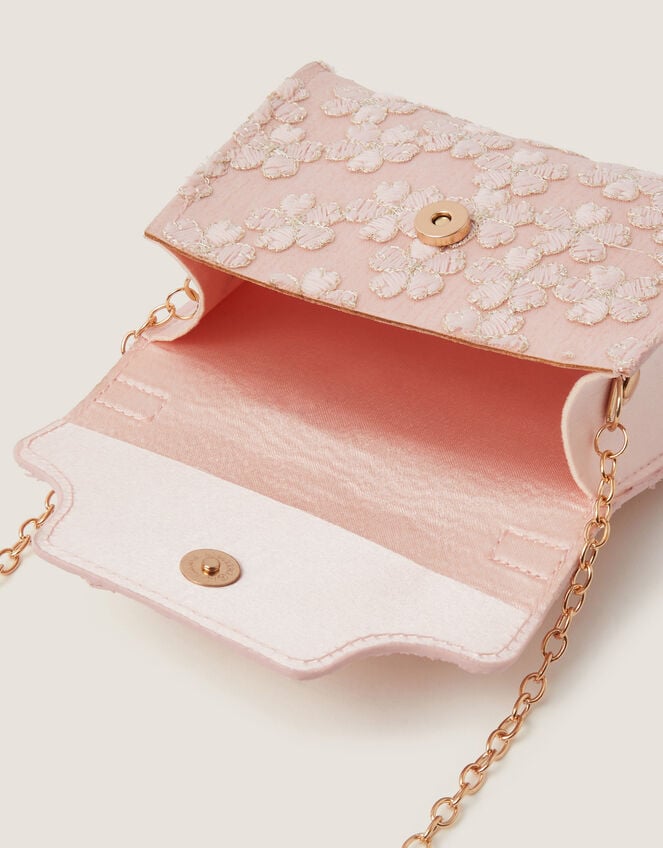 Floral Embroidered Bow Handle Bag, , large