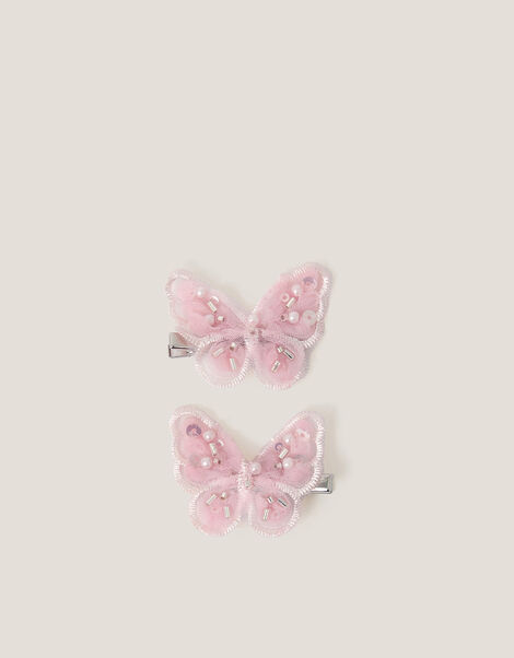 2-Pack Embellished Butterfly Bridesmaid Hair Clips, Pink (PINK), large
