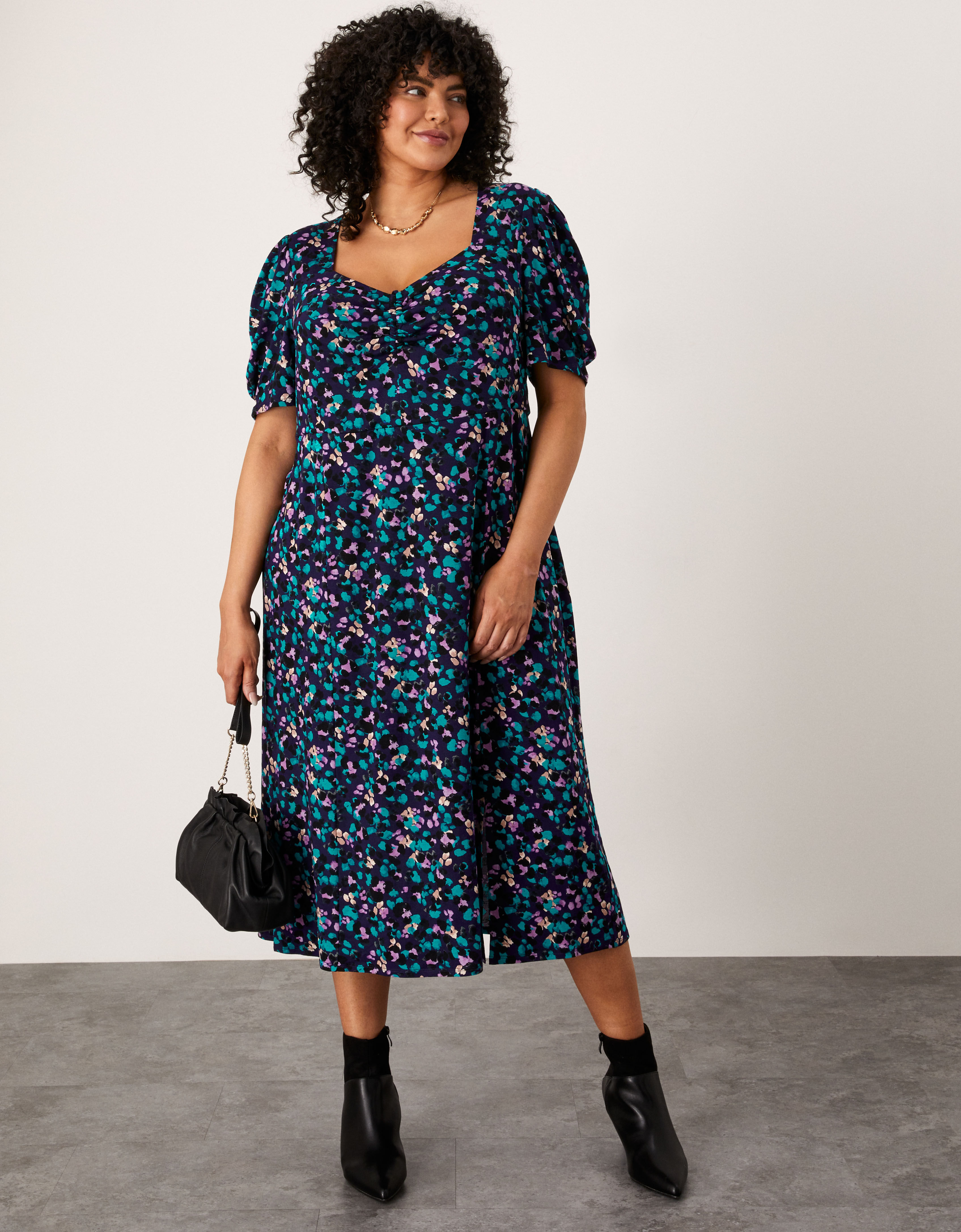 Animal Print Jersey Midi Dress Blue