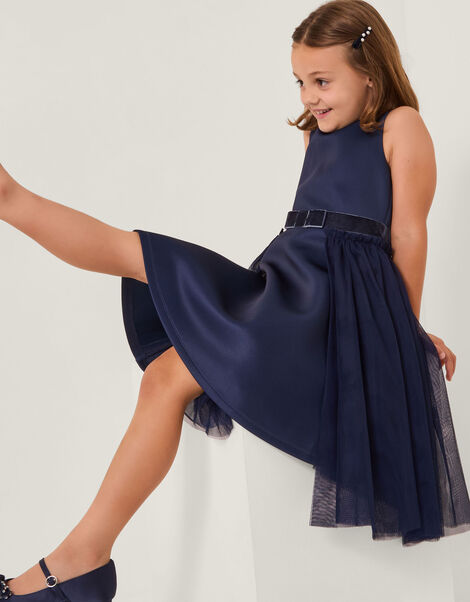 Lucille Scuba Bow Party Dress, Blue (NAVY), large