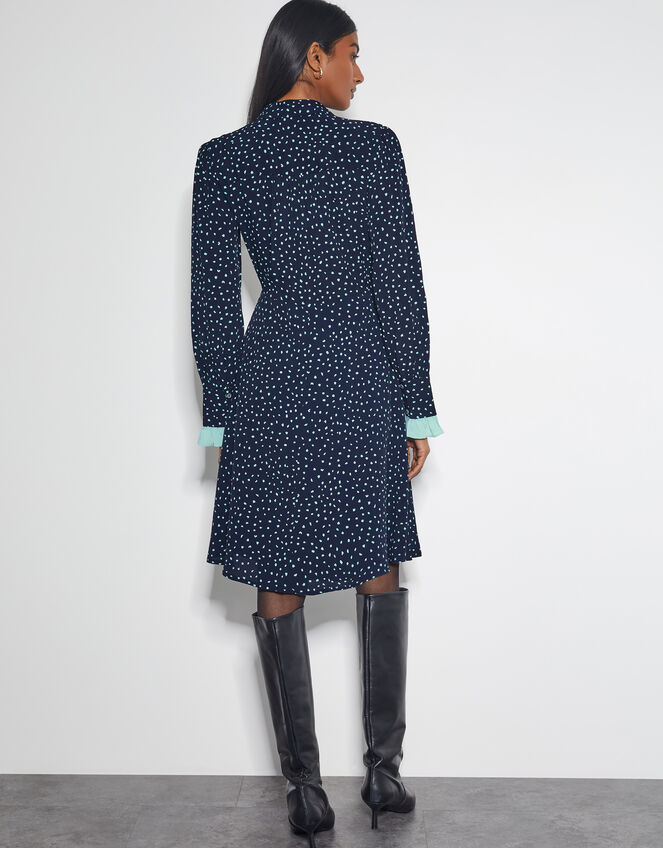 Novie Polka Dot Mini Shirt Dress, Blue (NAVY), large
