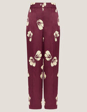Roz Floral Straight Leg Trousers, Red (BURGUNDY), large