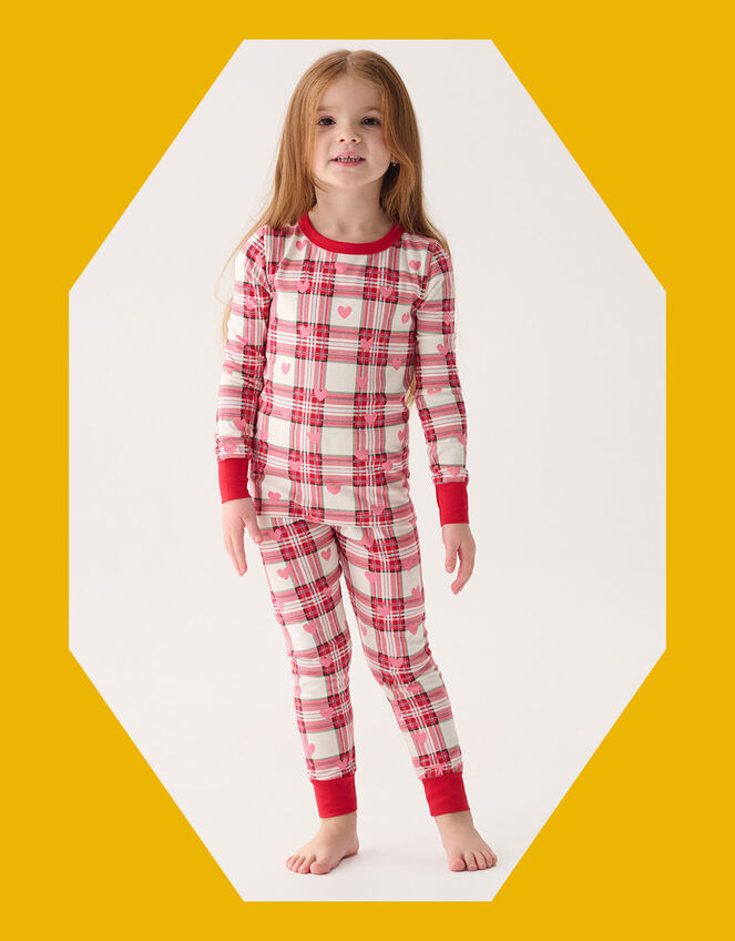 Hatley Plaid Hearts Pyjama Set, Red (RED), large
