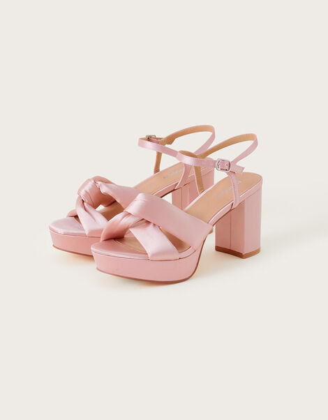 Satin Platform Heels, Pink (PINK), large