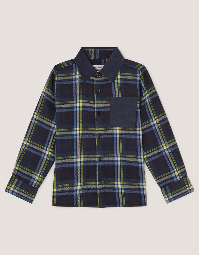 Check Print Shirt, Blue (BLUE), large