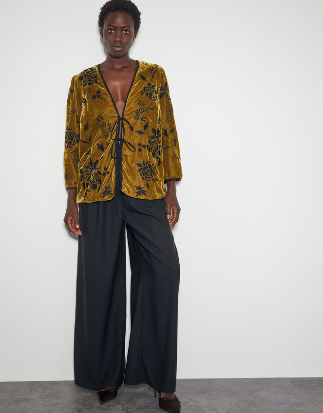 Jasmine Floral Velvet Tie Jacket, Green (OLIVE), large