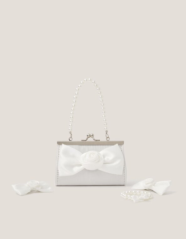 Bridesmaid Rosette Bag & Accessories Set, Ivory (IVORY), large