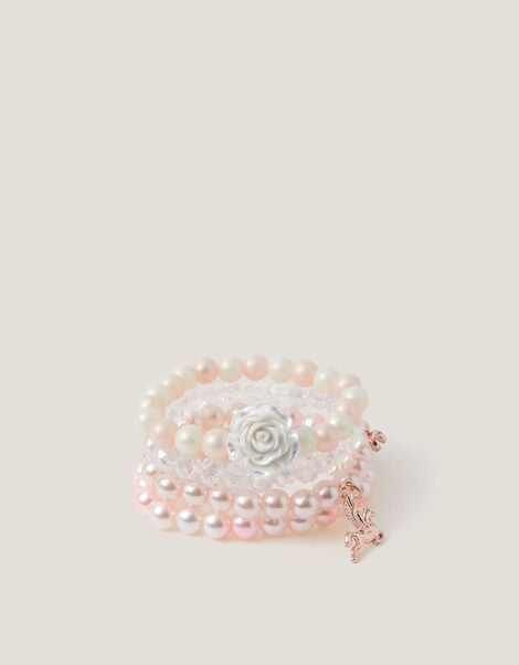 4-Pack Pearly Bead Charm Bracelets, , large