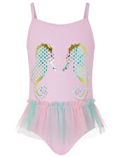 Baby Blaire Seahorse Swimsuit, Pink (PALE PINK), large