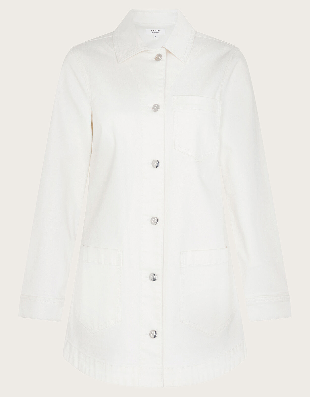 Longline white denim jacket clearance